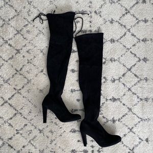 Stuart Weitzman Highland Black Suede Boot Size 9